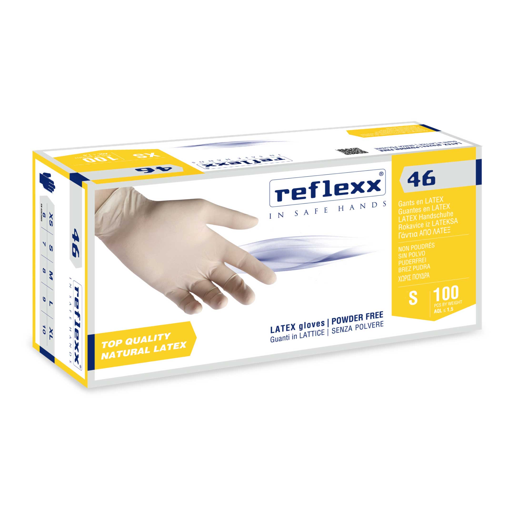 GUANTI USA E GETTA LATEX SENZA POLVERE conf. 100PZ.